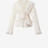 Blusa con volantes de gasa de algodón y lino Damya