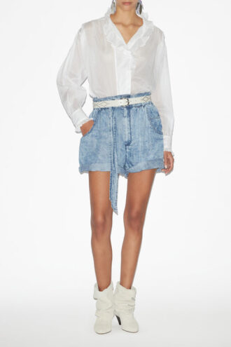 Blusa con volantes Pamiala en voile de algodón liso