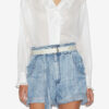 Blusa con volantes Pamiala en voile de algodón liso Blusa con volantes Pamiala en voile de algodón liso