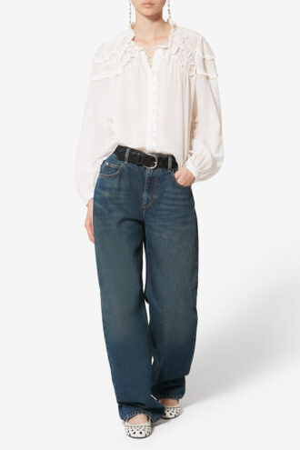 Blusa de algodón fruncida Christa Blusa de algodón fruncida Christa