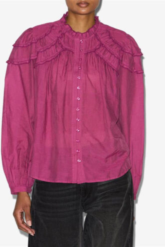 Blusa de algodón fruncida Christa Blusa de algodón fruncida Christa