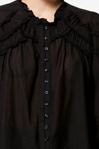 Blusa de algodón fruncida Christa Blusa de algodón fruncida Christa