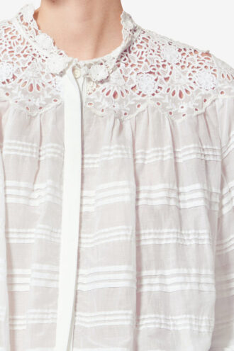 Blusa de algodón y encaje floral Polly Blusa de algodón y encaje floral Polly