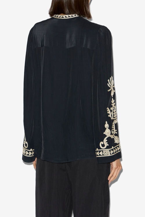Blusa de crepé bordada Falonne Blusa de crepé bordada Falonne