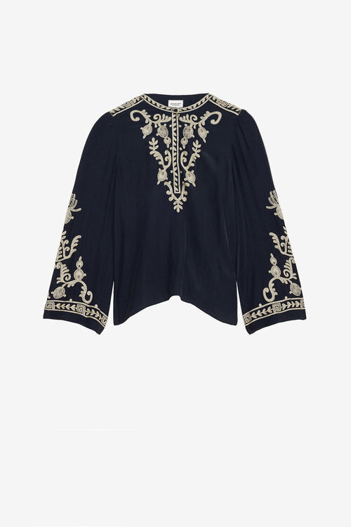 Blusa de crepé bordada Falonne Blusa de crepé bordada Falonne