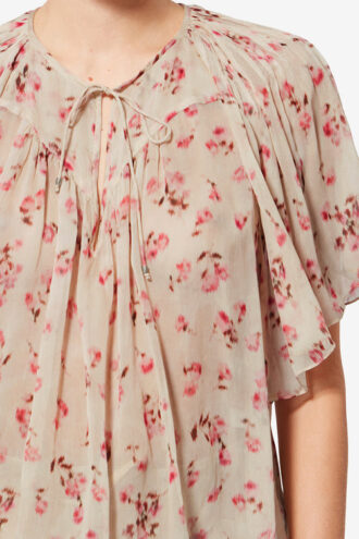 Blusa de muselina estampada de manga corta Neslya Blusa de muselina estampada de manga corta Neslya