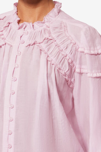 Blusa de voile de algodón con volantes Christa