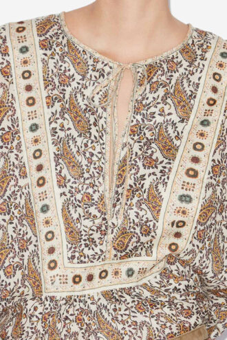 Blusa de voile de algodón estampada Gayle