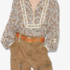 Blusa de voile de algodón estampada Gayle