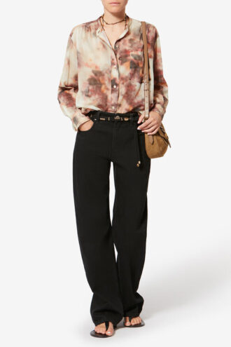 Blusa de voile de algodón estampada Mexika