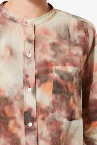 Blusa de voile de algodón estampada Mexika