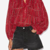 Blusa de voile de algodón estampada y fruncida Salika Blusa de voile de algodón estampada y fruncida Salika