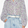 Blusa de voile de algodón estampada y fruncida Salika Blusa de voile de algodón estampada y fruncida Salika