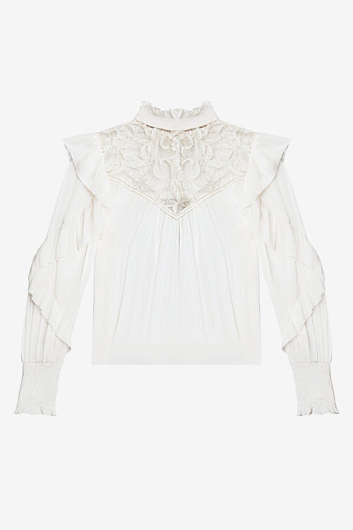 Blusa fluida Seila con encaje y volantes Blusa fluida Seila con encaje y volantes