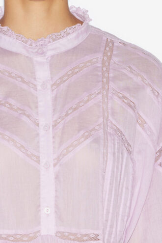 Blusa Gelma de voile de algodón liso y encaje Blusa Gelma de voile de algodón liso y encaje