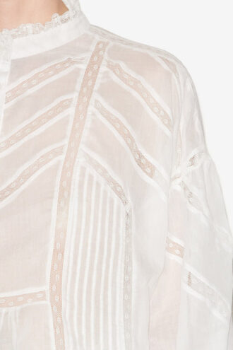Blusa Gelma de voile de algodón liso y encaje Blusa Gelma de voile de algodón liso y encaje