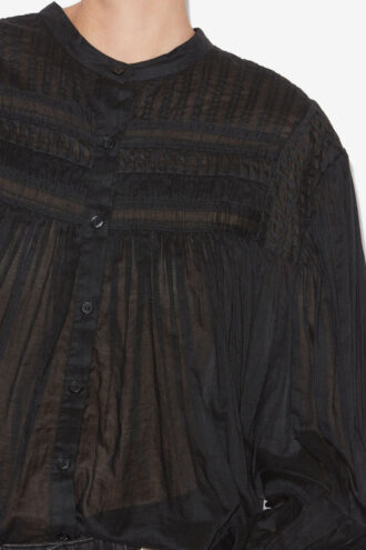 Blusa Plalia de voile de algodón fruncido Blusa Plalia de voile de algodón fruncido