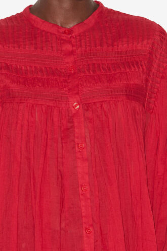 Blusa Plalia de voile de algodón fruncido Blusa Plalia de voile de algodón fruncido