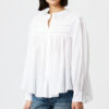 Blusa Plalia de voile de algodón liso fruncido Blusa Plalia de voile de algodón liso fruncido