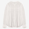 Blusa Plalia de voile de algodón liso fruncido Blusa Plalia de voile de algodón liso fruncido