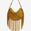 Bolso de mano Oskan Hobo Zip de piel de becerro ante con flecos Bolso de mano Oskan Hobo Zip de piel de becerro ante con flecos