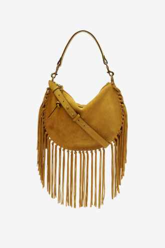 Bolso de mano Oskan Hobo Zip de piel de becerro ante con flecos