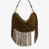 Bolso de mano Oskan Hobo Zip de piel de becerro ante con flecos Bolso de mano Oskan Hobo Zip de piel de becerro ante con flecos