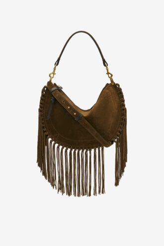 Bolso de mano Oskan Hobo Zip de piel de becerro ante con flecos