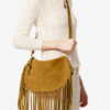 Bolso de mano Oskan Hobo Zip de piel de becerro ante con flecos Bolso de mano Oskan Hobo Zip de piel de becerro ante con flecos
