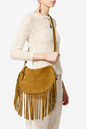 Bolso de mano Oskan Hobo Zip de piel de becerro ante con flecos