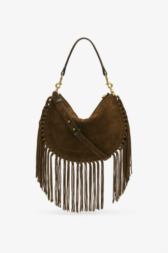 Bolso de mano Oskan Hobo Zip de piel de becerro ante con flecos
