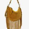 Bolso de mano Oskan Hobo Zip de piel de becerro ante con flecos Bolso de mano Oskan Hobo Zip de piel de becerro ante con flecos