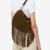 Bolso de mano Oskan Hobo Zip de piel de becerro ante con flecos Bolso de mano Oskan Hobo Zip de piel de becerro ante con flecos