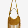 Bolso de mano Oskan Hobo Zip de piel de becerro ante con flecos Bolso de mano Oskan Hobo Zip de piel de becerro ante con flecos