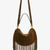 Bolso de mano Oskan Hobo Zip de piel de becerro ante con flecos Bolso de mano Oskan Hobo Zip de piel de becerro ante con flecos