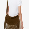 Bolso de mano Oskan Hobo Zip de piel de becerro ante con flecos Bolso de mano Oskan Hobo Zip de piel de becerro ante con flecos