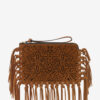 Bolso de mano plano con flecos de piel Bolso de mano plano con flecos de piel