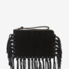 Bolso de mano plano con flecos de piel Bolso de mano plano con flecos de piel