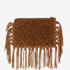 Bolso de mano plano con flecos de piel Bolso de mano plano con flecos de piel