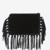Bolso de mano plano con flecos de piel Bolso de mano plano con flecos de piel