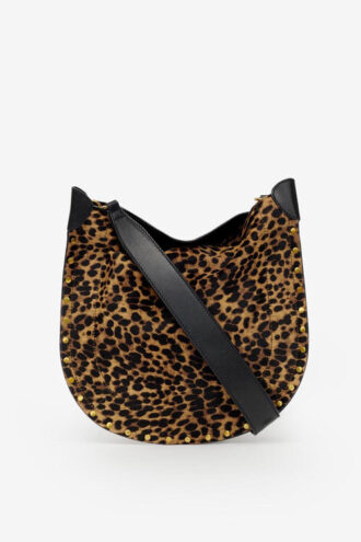 Bolso Oskan Soft en piel estilo «pony» con estampado de leopardo