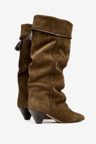 Botas de ante drapeado de piel de becerro Elita