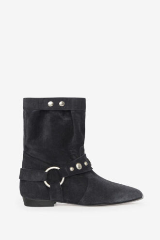 Botas de tacón plano Stania en piel de becerro anteada Botas de tacón plano Stania en piel de becerro anteada