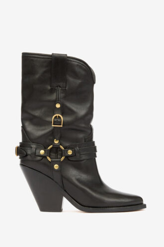 Botas vaqueras de cuero Lyka con tiras