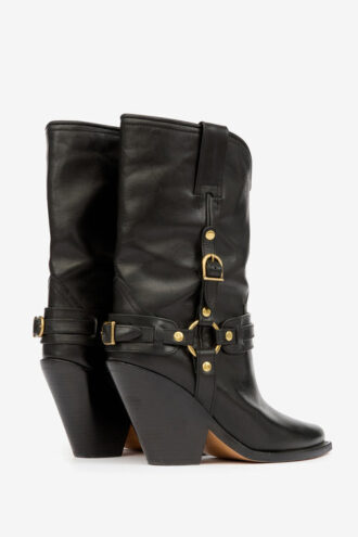Botas vaqueras de cuero Lyka con tiras