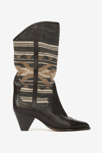 Botas vaqueras de piel y jacquard Lijita