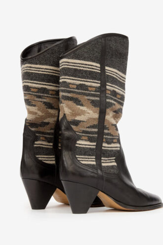 Botas vaqueras de piel y jacquard Lijita