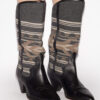 Botas vaqueras de piel y jacquard Lijita