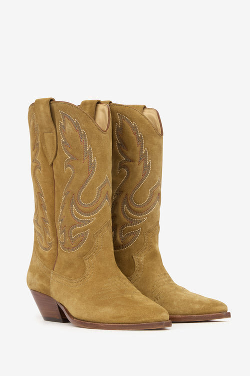 Botas vaqueras Duerto de piel de becerro anteada bordada Botas vaqueras Duerto de piel de becerro anteada bordada