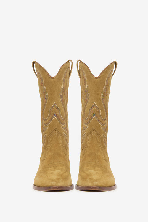 Botas vaqueras Duerto de piel de becerro anteada bordada Botas vaqueras Duerto de piel de becerro anteada bordada